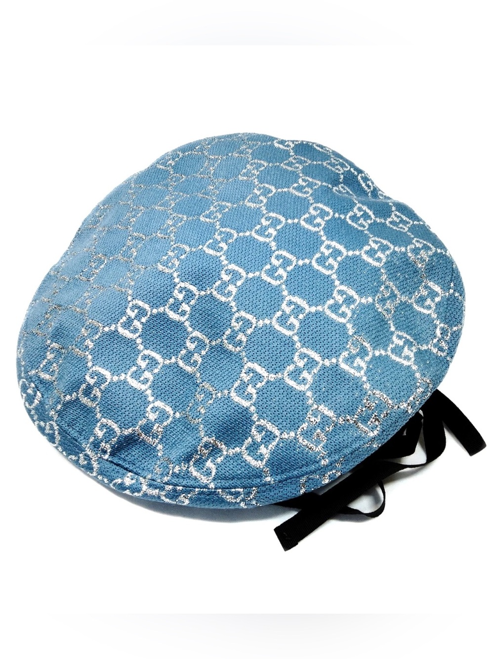 Auth Gucci GG Glitter Lame' Beret